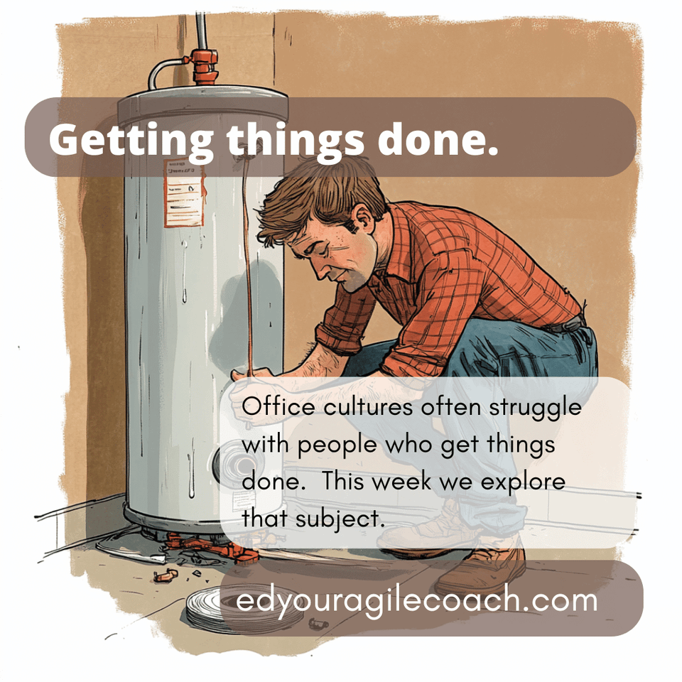 A man fixing a hot water heater. 