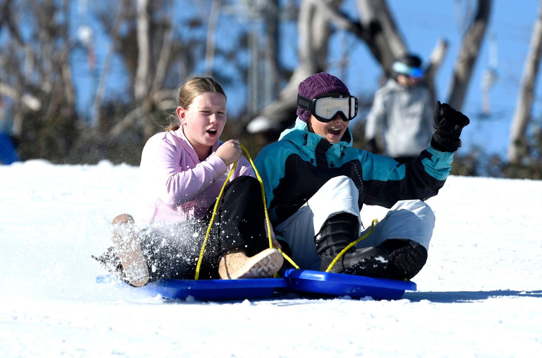 Fun ride for Canberra visitors Layla and Grace.