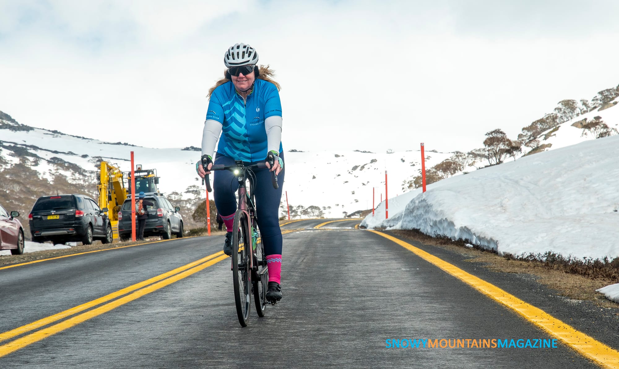 Tina Jones near Charlotte Pass and the snow banks.