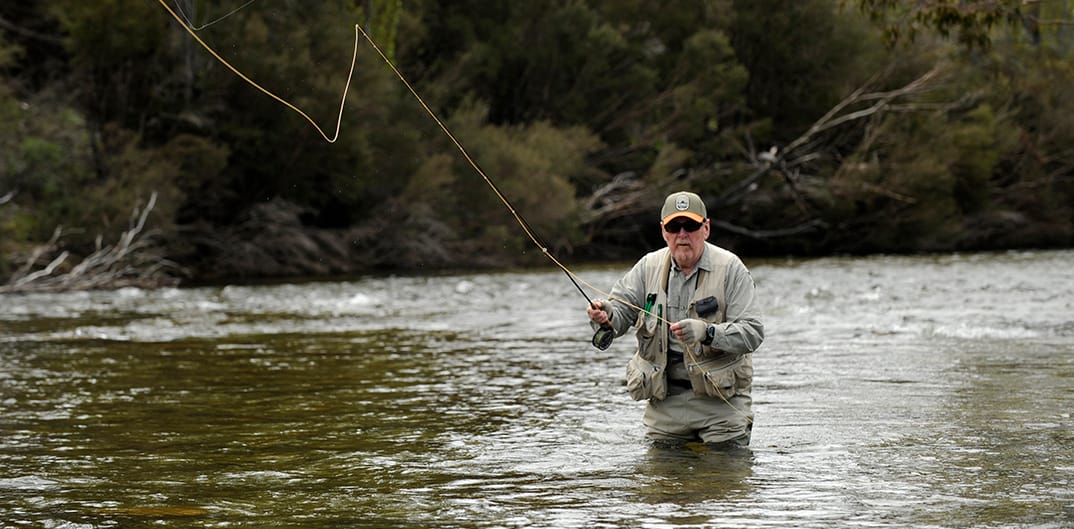 Ask about lessons from one of the experts. Here Murray Ogilvie in the Thredbo River.