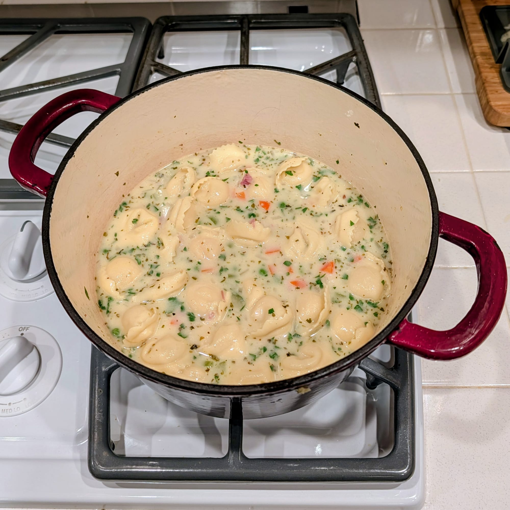 Tortellini on it's own... delicious... drop them in a cream soup and it's another level.