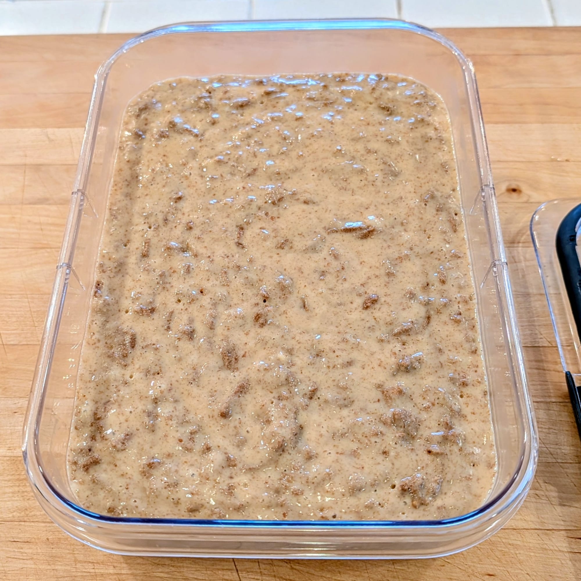 I keep my Six Week Bran Muffin batter in a sealable plastic container.  Makes it convenient to scoop and it stores perfectly in the refrigerator. 