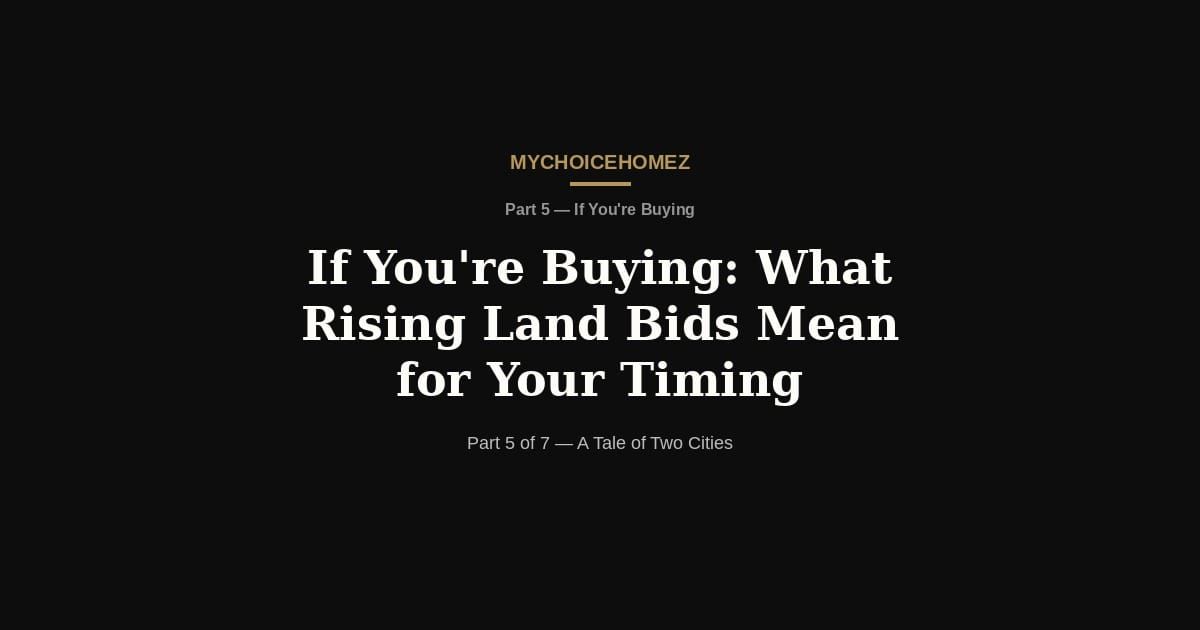 If You're Buying: What Rising Land Bids Mean for Your Timing