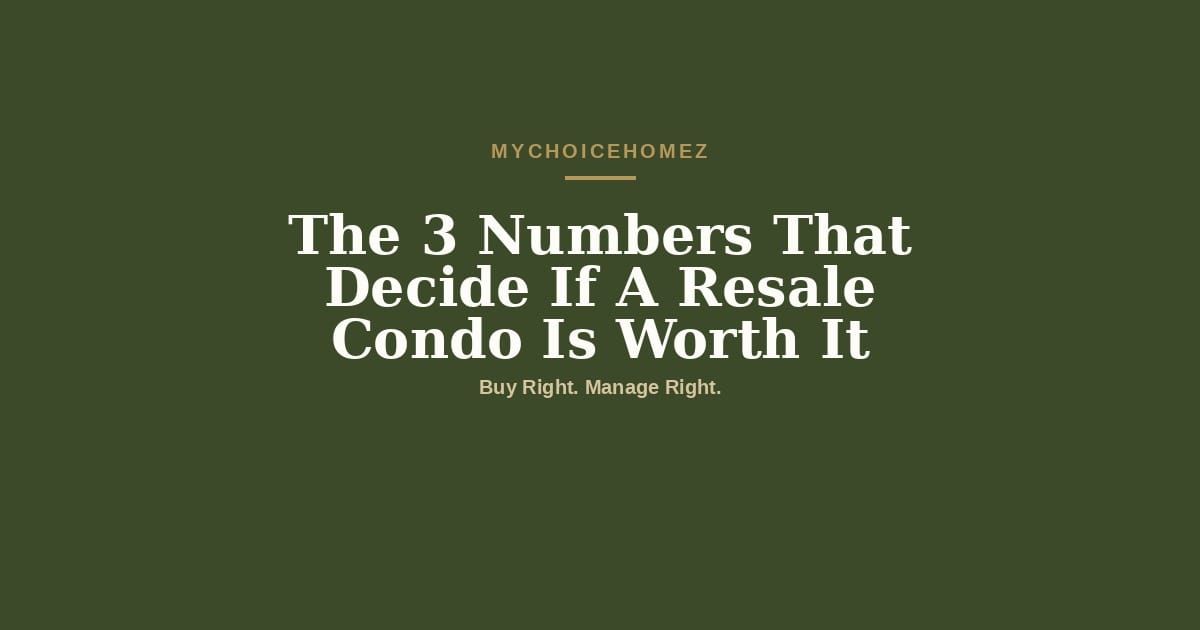 The 3 Numbers That Decide If a Resale Condo Is Worth It