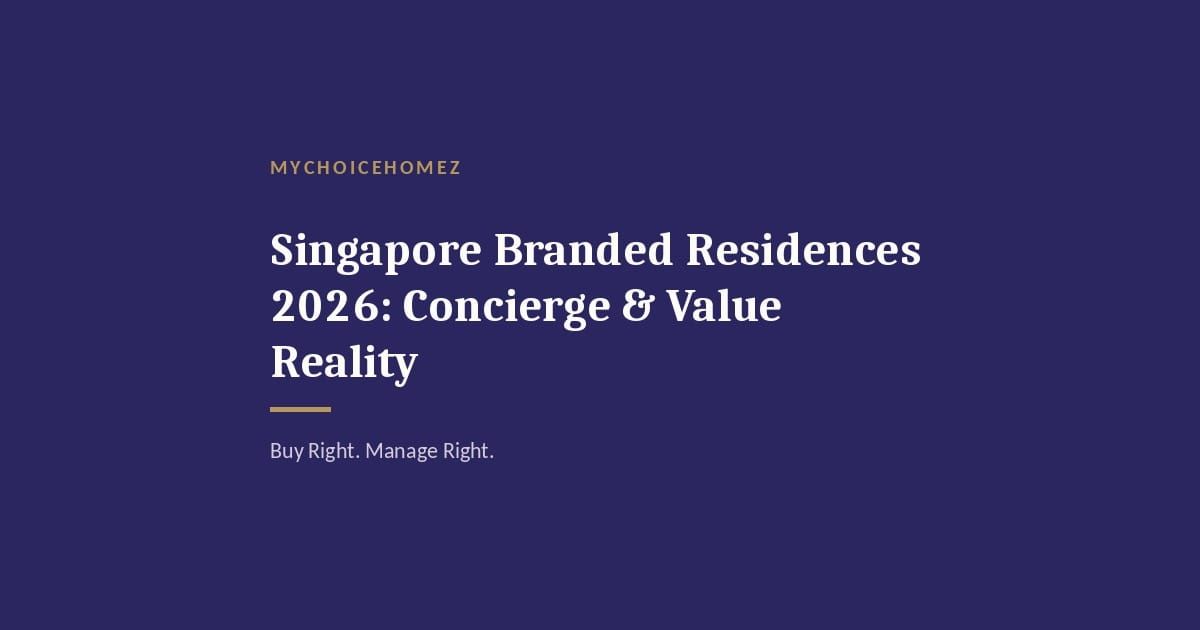Cover graphic for 'Singapore Branded Residences 2026: Concierge & Value Reality' — MyChoiceHomez