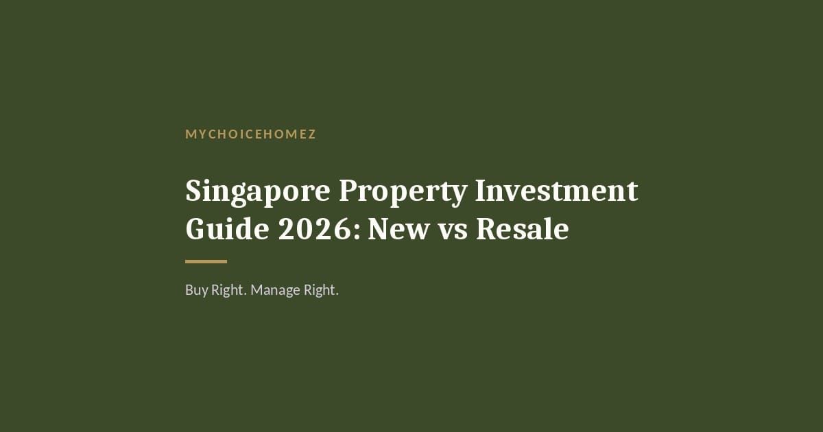 Cover graphic for 'Singapore Property Investment Guide 2026: New vs Resale' — MyChoiceHomez
