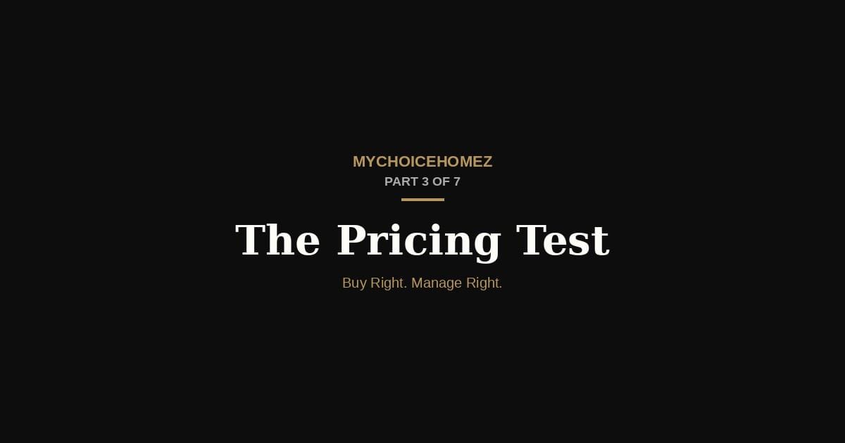 Cover graphic for 'The Pricing Test — Thomson Reserve vs Dunearn House vs Lentor Gardens' — MyChoiceHomez