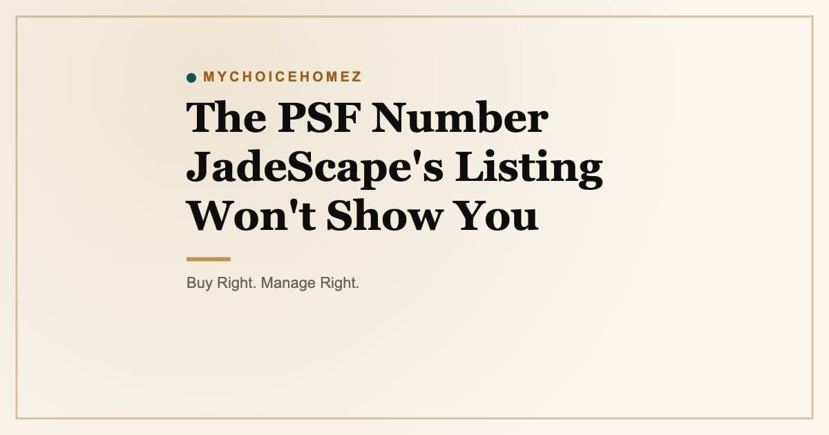 Cover graphic for the article 'The PSF Number JadeScape's Listing Won't Show You' | MyChoiceHomez, Helping You Make Better Property Decisions