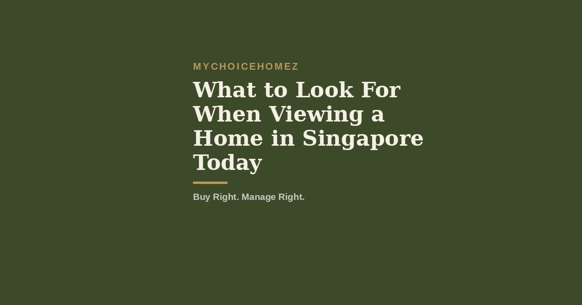 Cover graphic for 'What to Look For When Viewing a Home in Singapore Today' — MyChoiceHomez