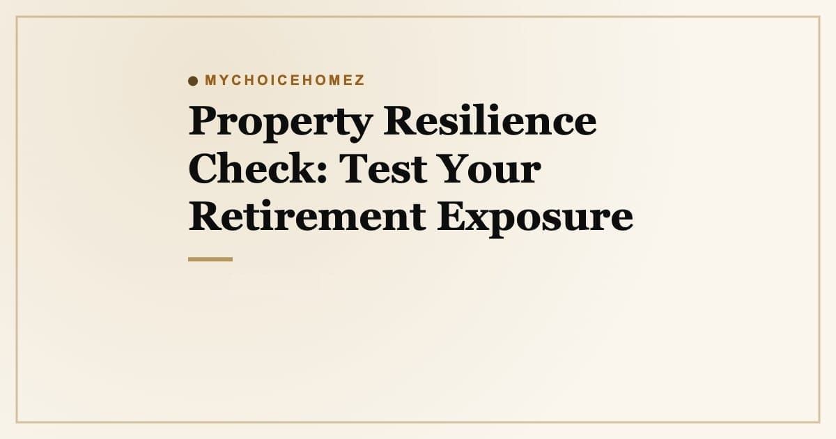 Cover graphic for 'Property Resilience Check: Test Your Retirement Exposure' | MyChoiceHomez