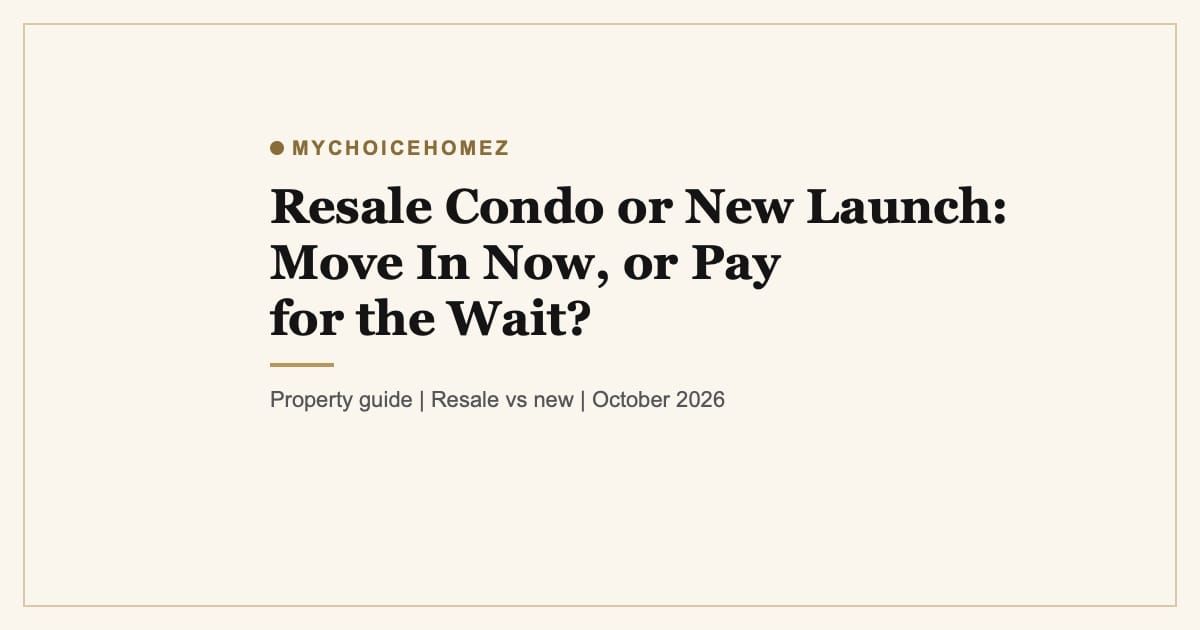 Cover graphic for the article 'Resale Condo or New Launch: Move In Now, or Pay for the Wait?' | MyChoiceHomez
