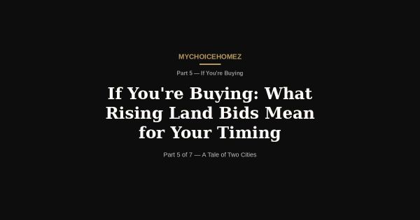 If You're Buying: What Rising Land Bids Mean for Your Timing