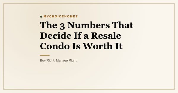 The 3 Numbers That Decide If a Resale Condo Is Worth It