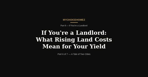 If You're a Landlord: What Rising Land Costs Mean for Your Yield