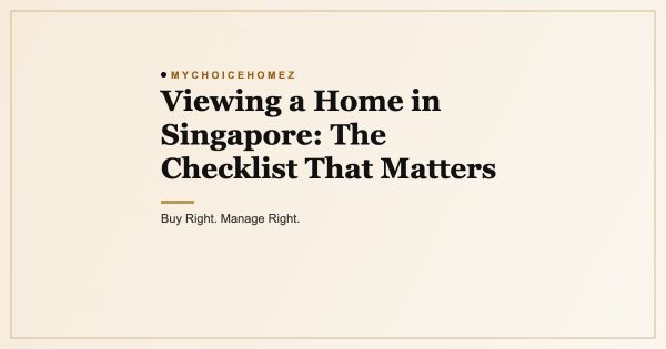 Viewing a Home in Singapore: The Checklist That Matters