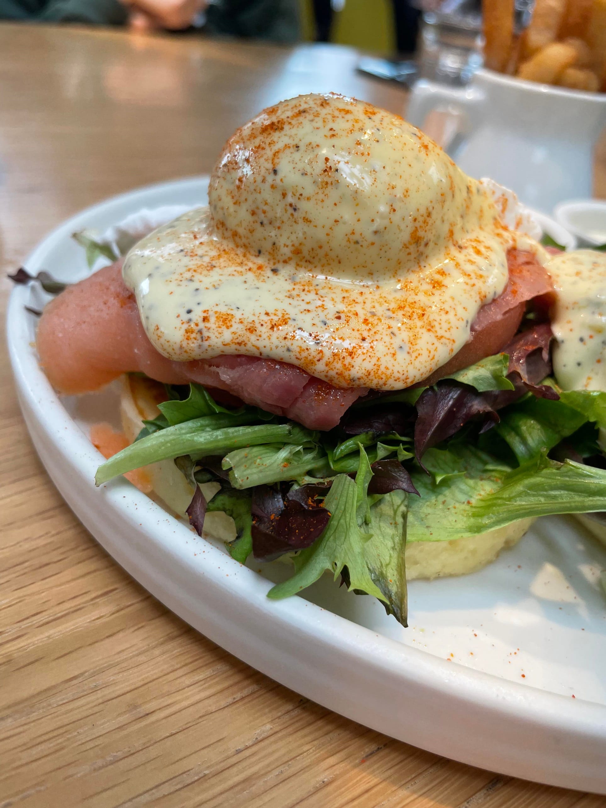 Eggs Benedict at Flipper's in SoHo, NY. 