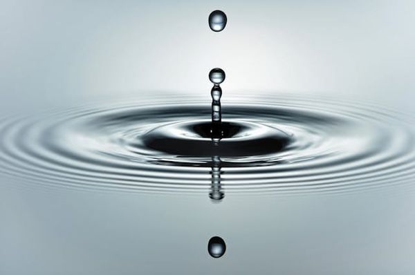 A water drop causing ripples on the surface.