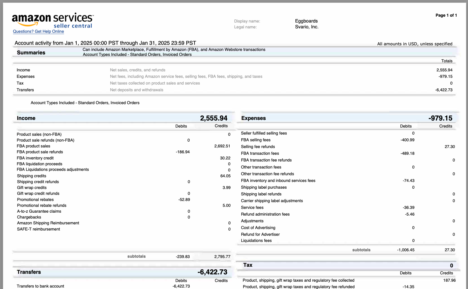 Amazon Payment Report - PDF Summary