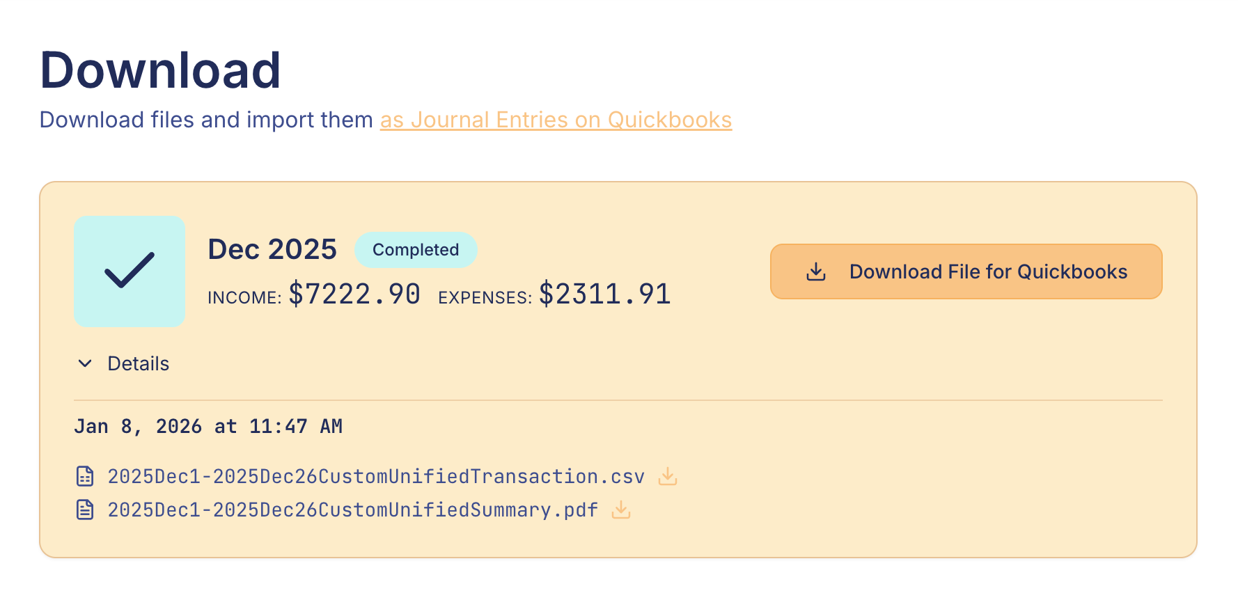 Scallop checks the Quickbooks entries to match Amazon Payments Reports
