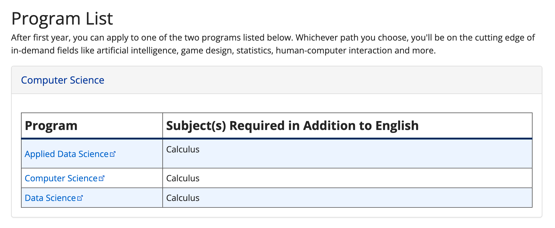 University of Toronto (U of T) Computer Science's Program List