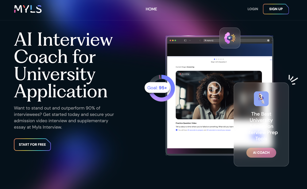 Screenshot of mMyls Interview landing page