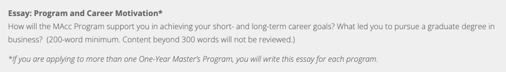 University of Michigan Master of Accounting (MAcc) Application Essay Questions