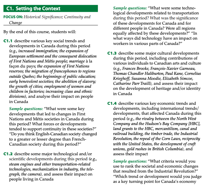 Grade 12 Canada: History, Identity, and Culture (CHI4U) Course Sample Questions