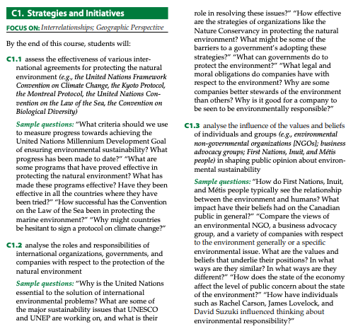 Grade 12 World Issues (CGW4U) Course Sample Questions