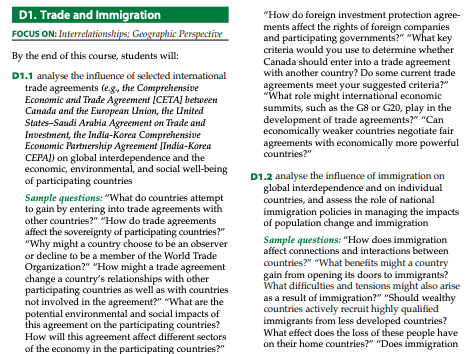 Grade 12 World Issues (CGW4U) Course Sample Questions