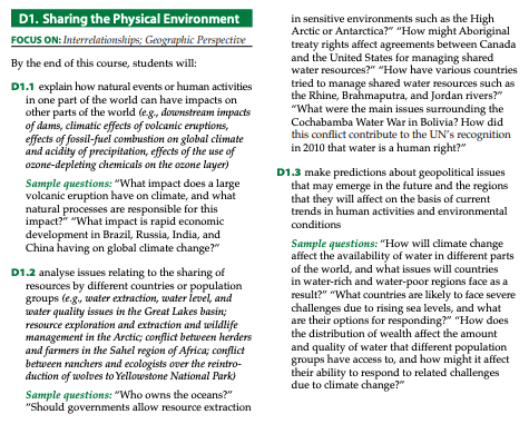 Grade 11 Forces of Nature (CGF3M) Course Sample Questions