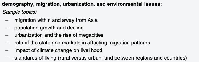Grade 12 Asian Studies: 1850–Present Course Curriculum Course Topics