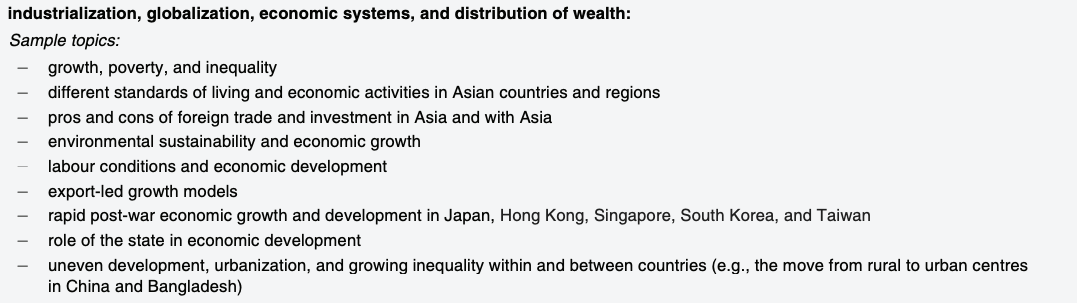 Grade 12 Asian Studies: 1850–Present Course Curriculum Course Topics