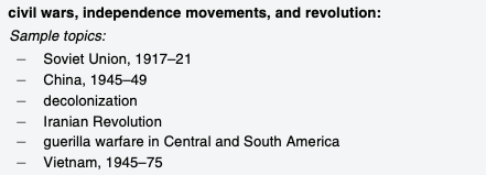 Grade 12 20th Century World History Course Sample Topics