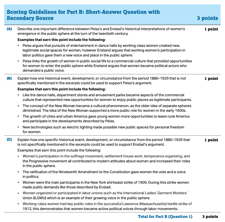 AP United States History Course and Exam Questions