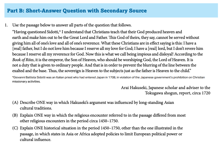 AP World History Exam Questions