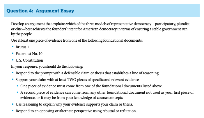 AP US Government and Politics Exam Questions