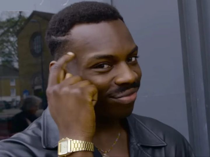 The "Roll Safe" meme featuring a man looking knowingly at the viewer while tapping a finger to his temple