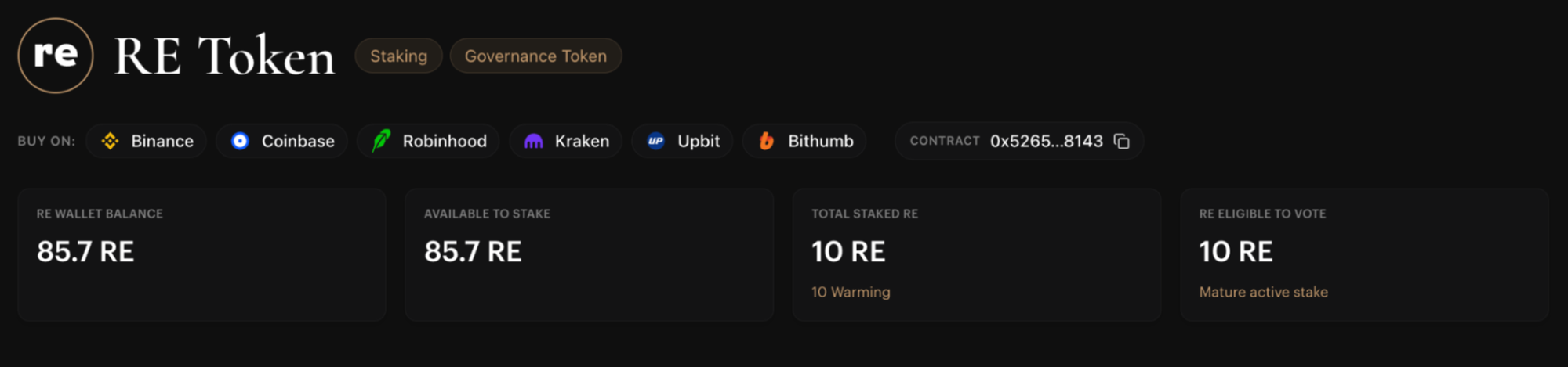 Re App — $RE page