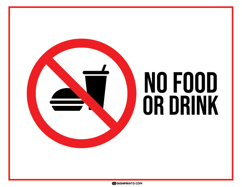 No Food Sign A4 Printable Preview