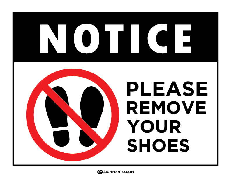 Please Remove Your Shoes Sign