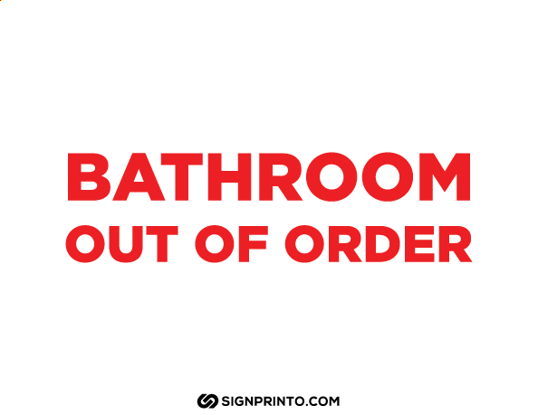 Bathroom Out of Order Sign A4 size Preview