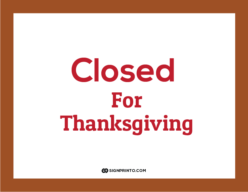Closed For thanks giving Sign A4 size Preview