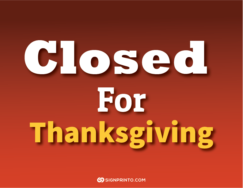 Closed For thanks giving Sign A4 size Preview