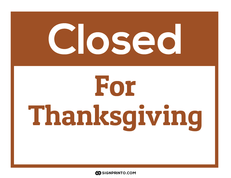 Closed For thanks giving Sign A4 size Preview