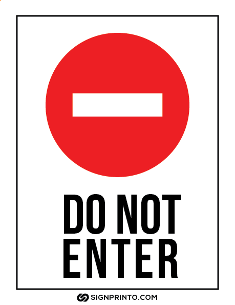 Do Not Enter Sign A4 size Preview