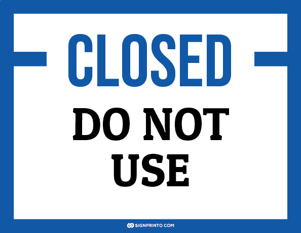 Closed Do Not Use  Sign A4 size Preview
