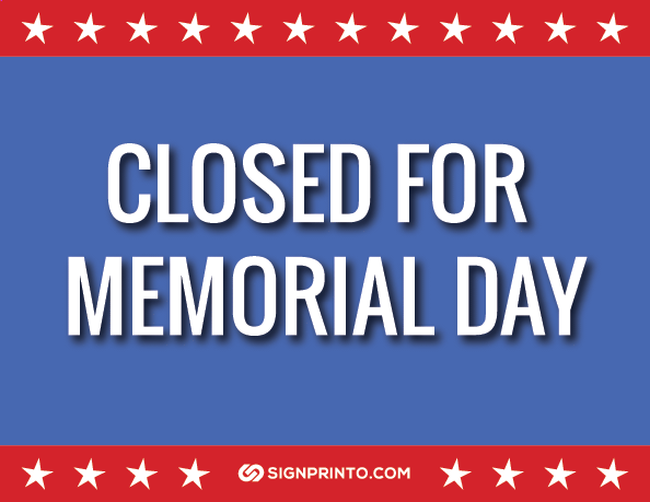 Memorial Day Closed Sign A4 size Preview