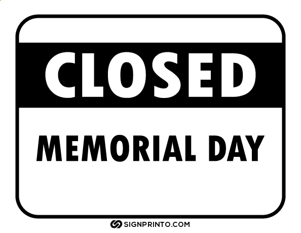 Memorial Day Closed Sign A4 size Preview