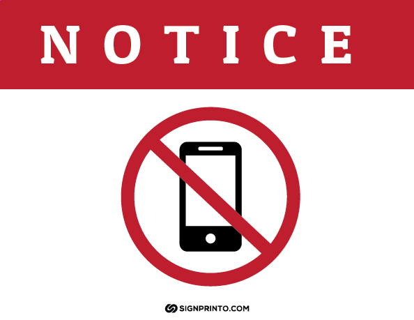 notice No cell phone sign
