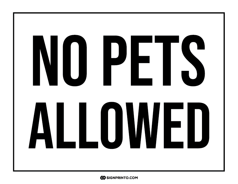 No Pets Allowed Sign A4 Printable Preview